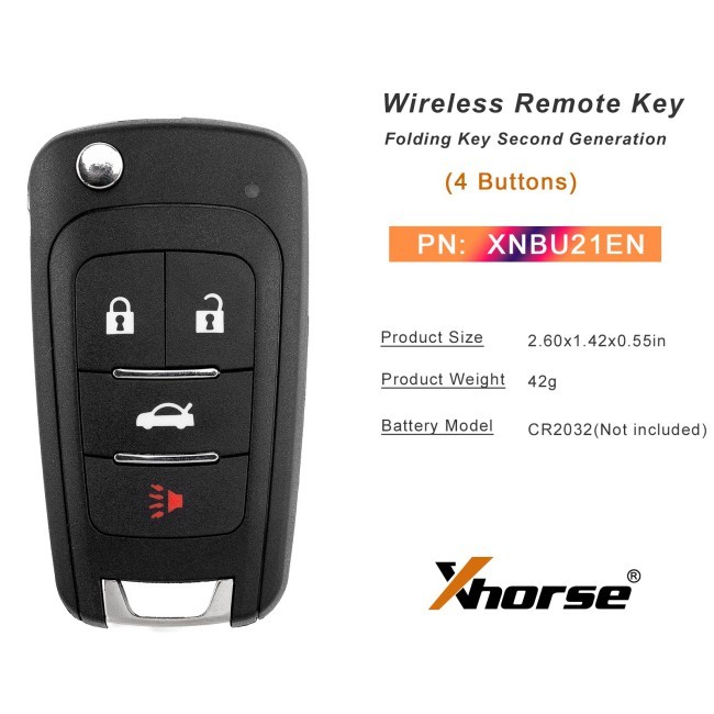 (5PCS/LOT)Xhorse XNBU21EN Second Generation GM Flip Type 4 Buttons Universal Wireless Remote Key