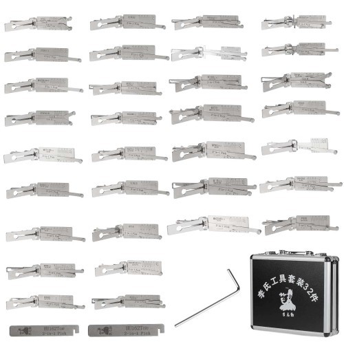 Original Lishi 32pcs Kit Auto Car Door Lock Pick 2-in-1 Decoder Locksmith Tool