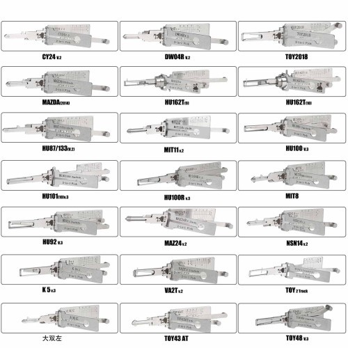 Original Lishi 32pcs Kit Auto Car Door Lock Pick 2-in-1 Decoder Locksmith Tool