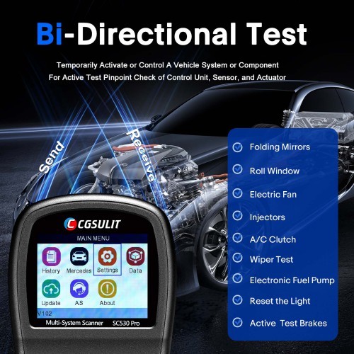 CGDI SC530 Pro OBD2 Scanner Bi-directional Scan Tool with Full System Diagnosis for Brand Benz