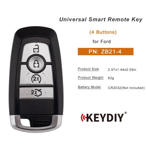 5PCS/Lot KEYDIY KD ZB21-4 Universal Smart Remote Key 4 Buttons for Ford Type
