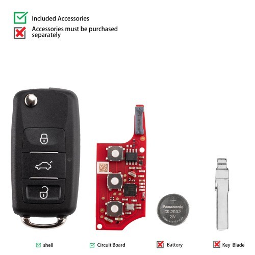 5PCS/LOT XHORSE XEB520EN Second Generation B5 Key with XT57B Super Chip 3 Buttons