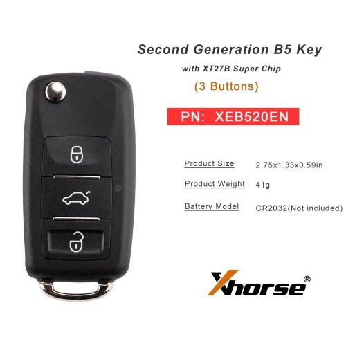 5PCS/LOT XHORSE XEB520EN Second Generation B5 Key with XT57B Super Chip 3 Buttons