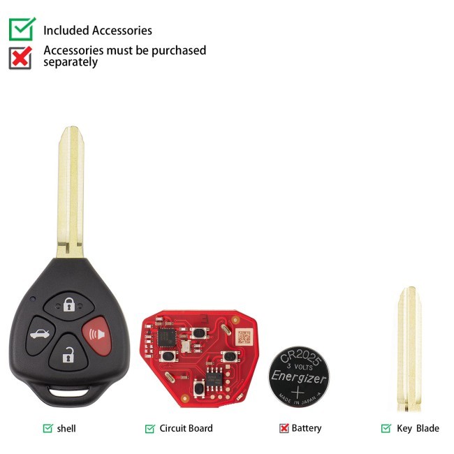 5PCS/LOT [V2 Version]Xhorse XKTO22EN Toyota Model (bar-4 keys-triangle) 2nd Generation Wired Remote Universal Key