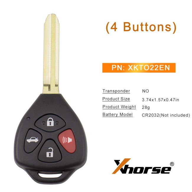 5PCS/LOT [V2 Version]Xhorse XKTO22EN Toyota Model (bar-4 keys-triangle) 2nd Generation Wired Remote Universal Key