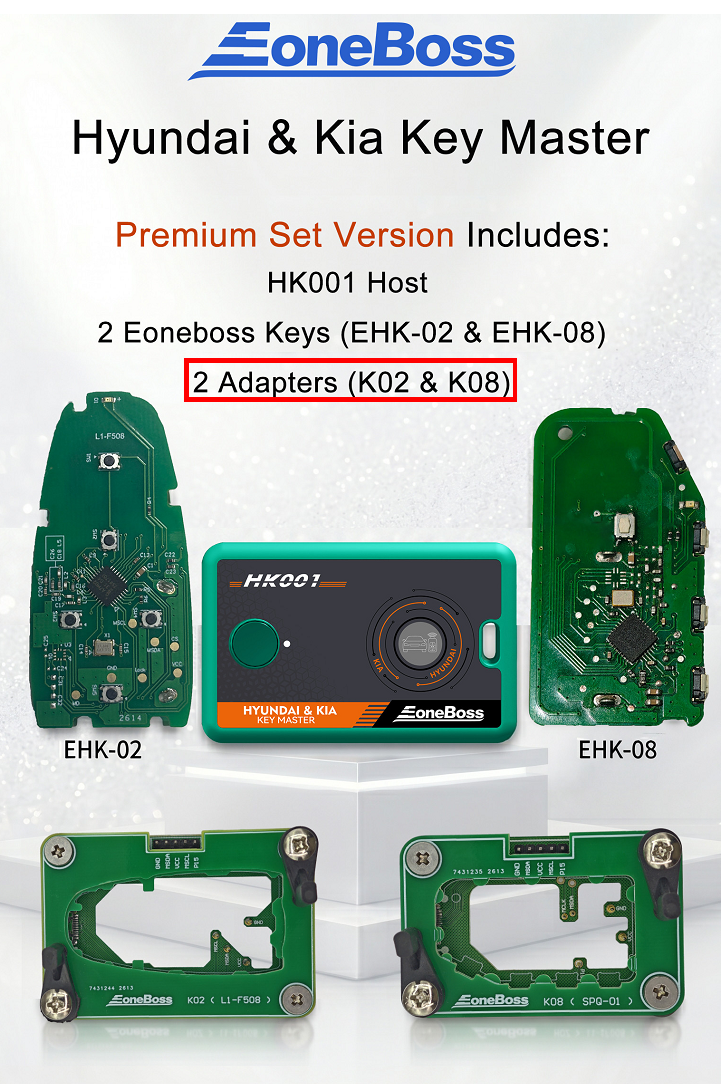Eoneboss HK001 Premium Set Version HK001 Host + 2pcs Eoneboss Keys + 2pcs Adapters (K01+k06)for Hyundai & Kia