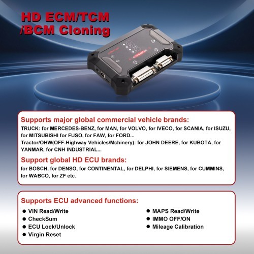OBDSTAR ECU Master C Configuration PC-based ECU Flasher for HD ECM/ TCM/ BCM Cloning for TRUCK/ TRACTOR/ OHW (OFF-HIGHWAY VEHICLES/ MACHINERY)