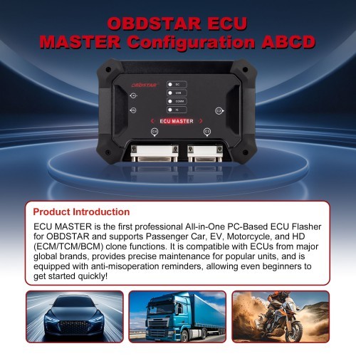 OBDSTAR ECU MASTER Full Version( A+B+C+D)PC Based ECU Flasher for Passenger Car EV Motorcycle and HD (ECM/ TCM/ BCM)