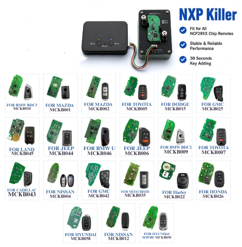 BUNDLE of  NXP Killer Car Key Tool+ 21 PCB Adapters Set  (Unlimited Version)