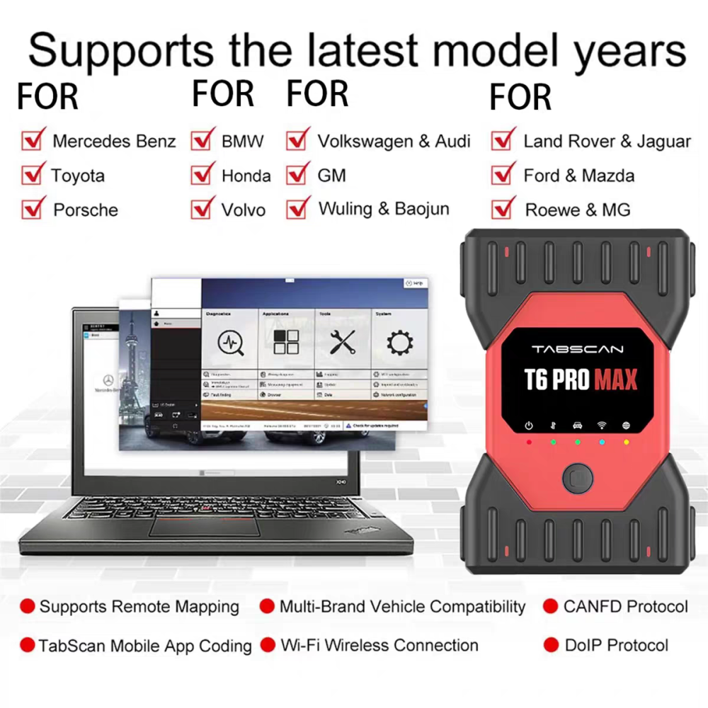 TabScan T6PRO MAX 13in1 Support CANFD DolP wifi Remote Mapping Replaces MB C6 Icom 6154 Vocom MDI VCM2 Tech2 OTC HDS SGMW PIWIS3 SAIC