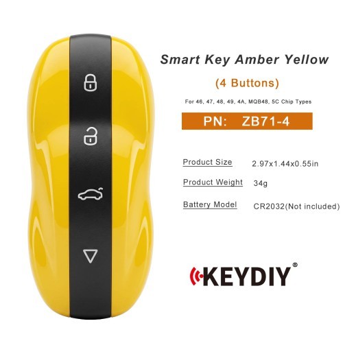 5PCS/ Lot Keydiy ZB71-4 Smart Key Amber Yellow for 46 47 48 49 4A MQB48 5C Chip Types