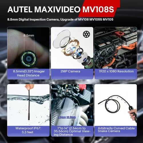 Original Autel MaxiVideo MV108S 8.5mm Digital Inspection Camera for MaxiSys Tablet Kit