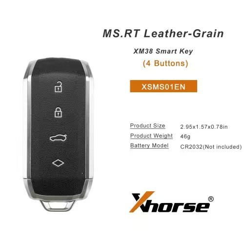 5PCS/LOT Xhorse XSMS01EN XM38 Smart Key MS.RT LEATHER-CRAIN 4 Buttons
