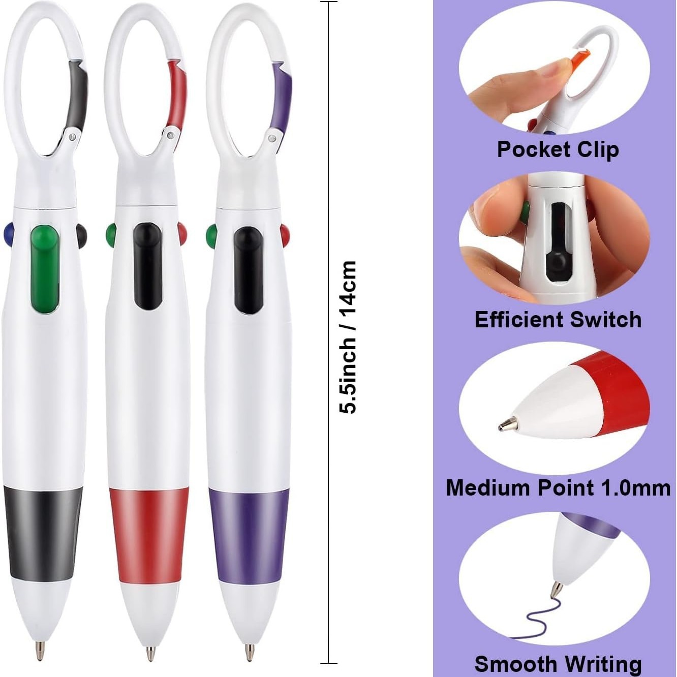 4-Color Carabiners Note-Taking Pen