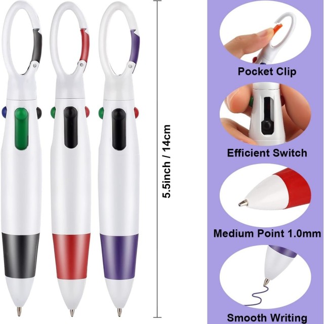 4-Color Carabiners Note-Taking Pen
