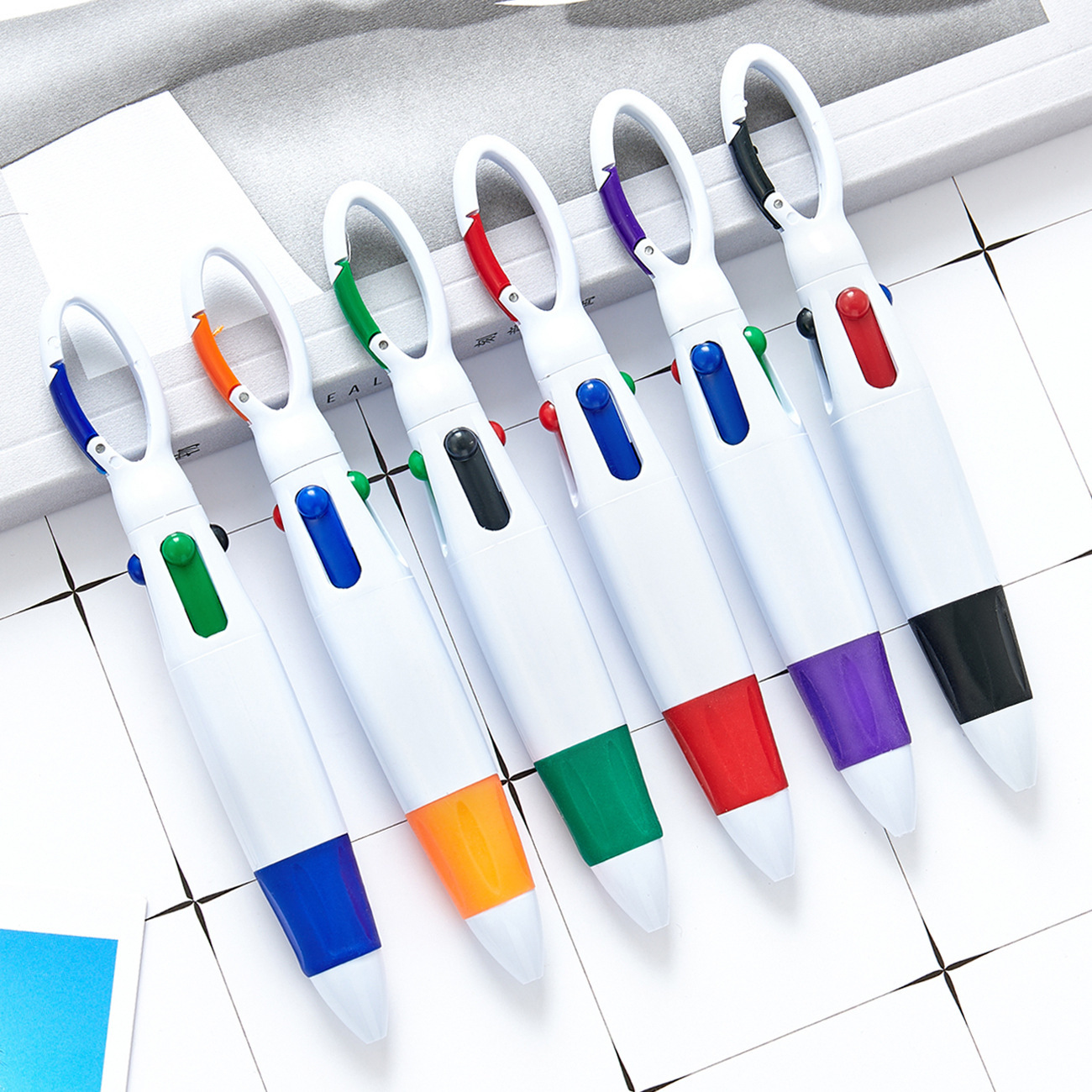 4-Color Carabiners Note-Taking Pen