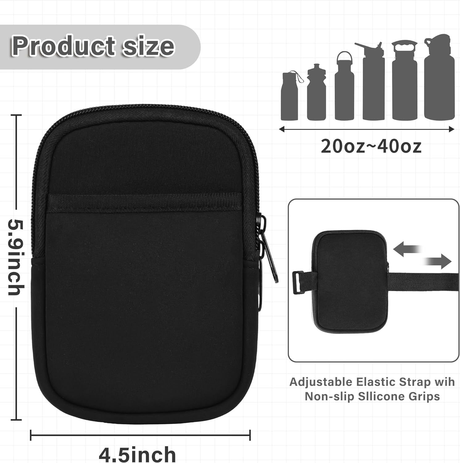 Tumbler Water Bottle Pouch Double Pocket
