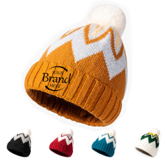 Pom-Pom Knitted Beanie Hat