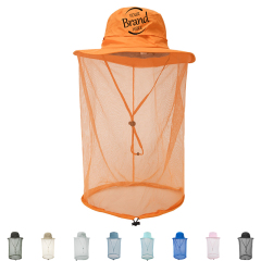 Nylon Sun Bucket Hat With Net