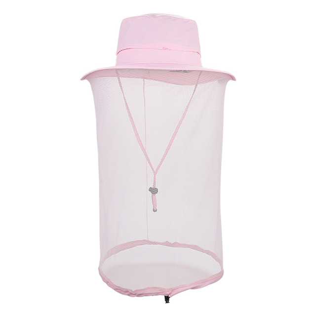 Nylon Sun Bucket Hat With Net