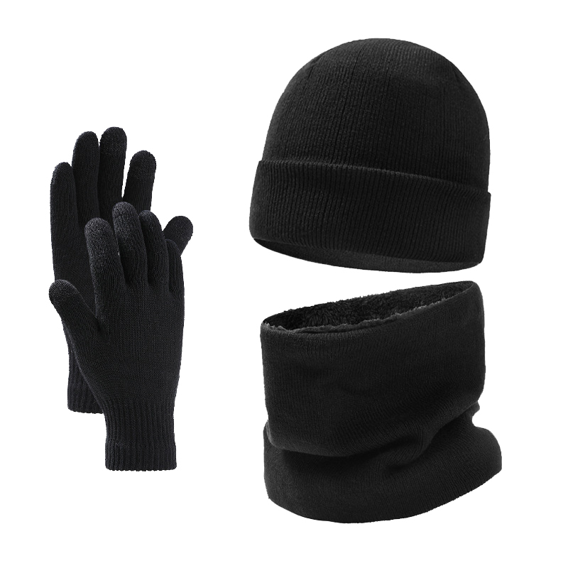 Winter 3 Pieces Beanie Hat Gloves Scarf