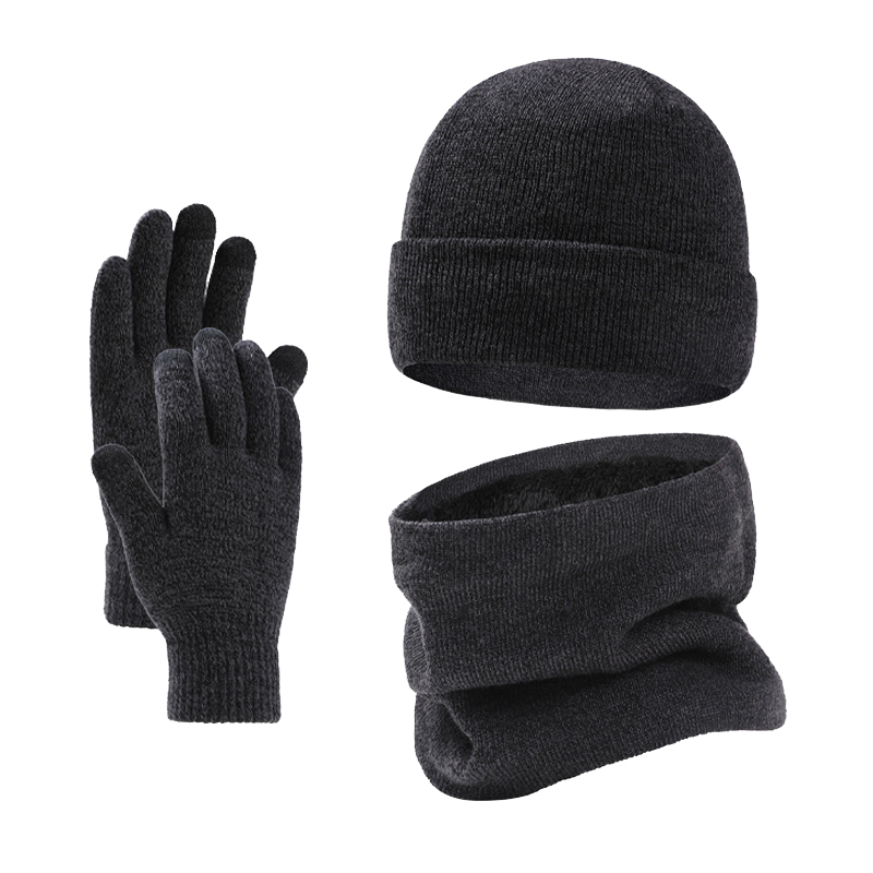 Winter 3 Pieces Beanie Hat Gloves Scarf