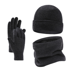 Winter 3 Pieces Beanie Hat Gloves Scarf