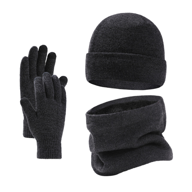 Winter 3 Pieces Beanie Hat Gloves Scarf