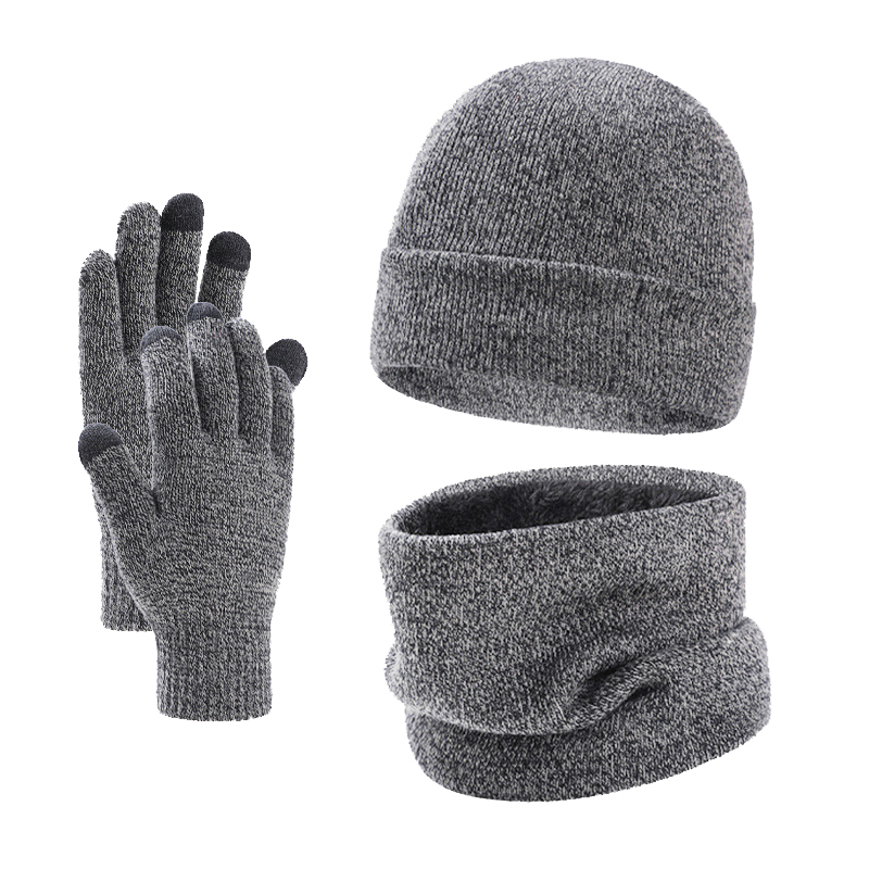Winter 3 Pieces Beanie Hat Gloves Scarf