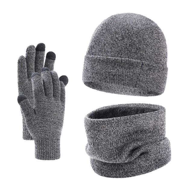 Winter 3 Pieces Beanie Hat Gloves Scarf
