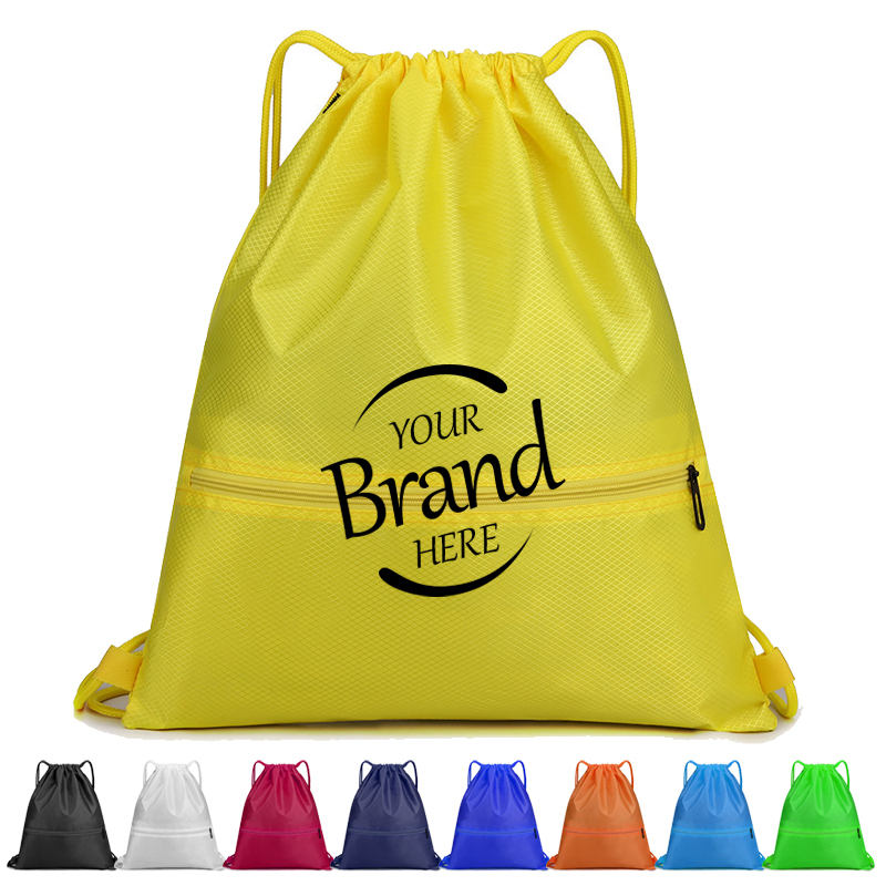 420D Polyester Drawstring Backpack With Zipper Pocket