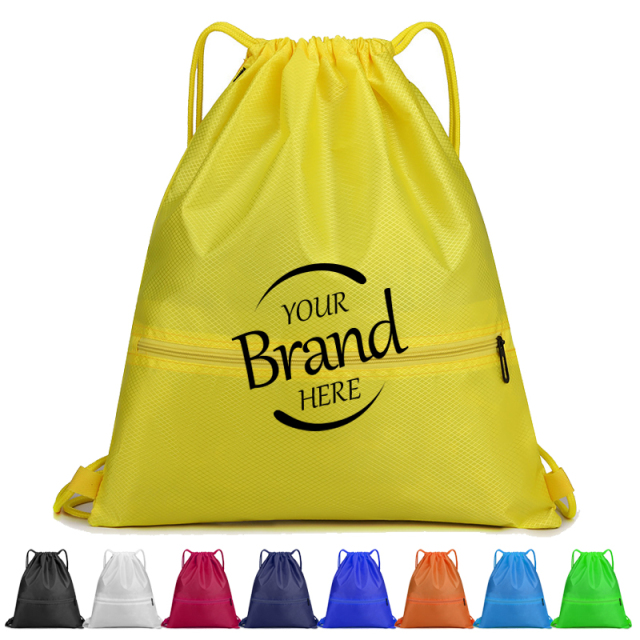 420D Polyester Drawstring Backpack With Zipper Pocket