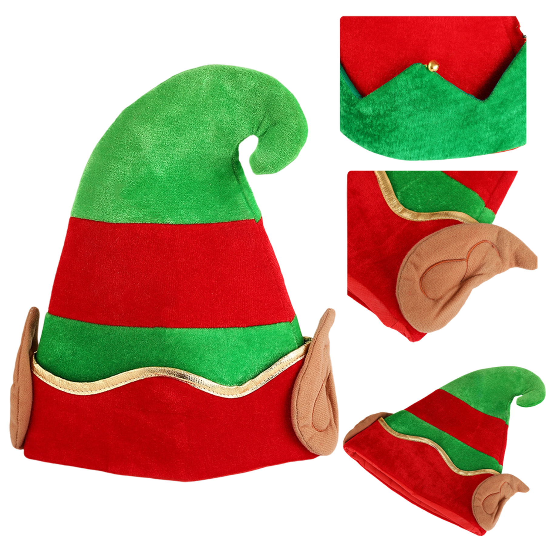 Polyester Christmas Elf Hat with Bell