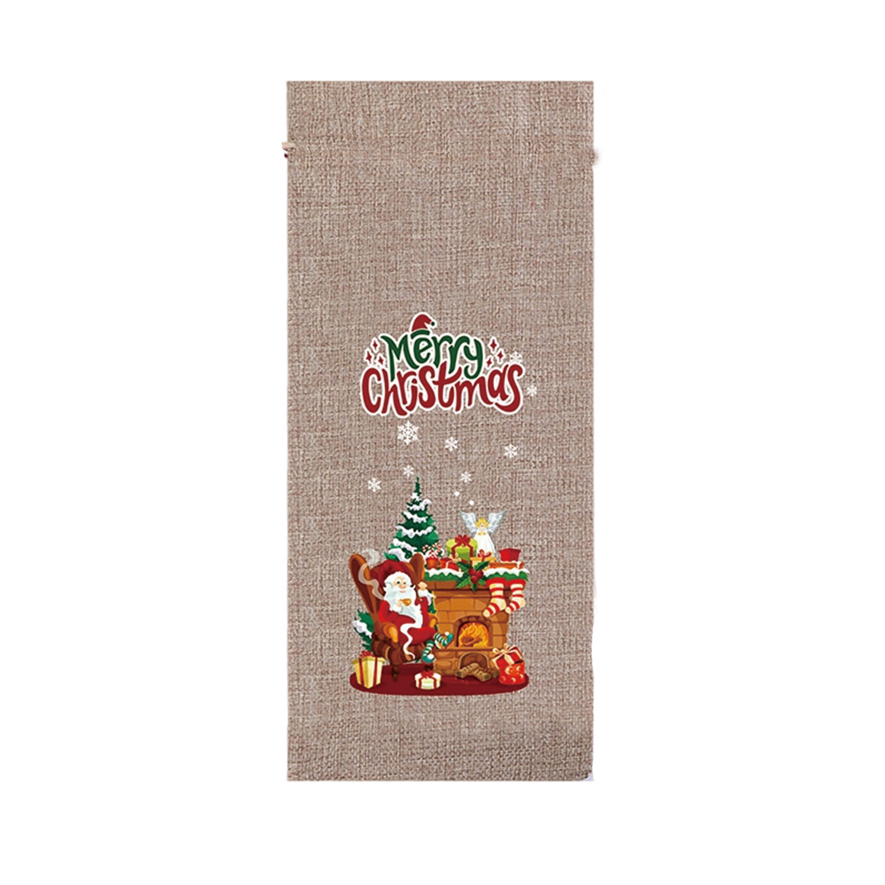 Christmas Drawstring Bottle Bag