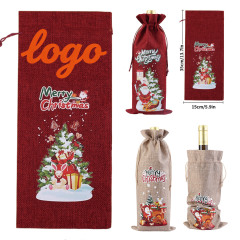 Christmas Drawstring Bottle Bag