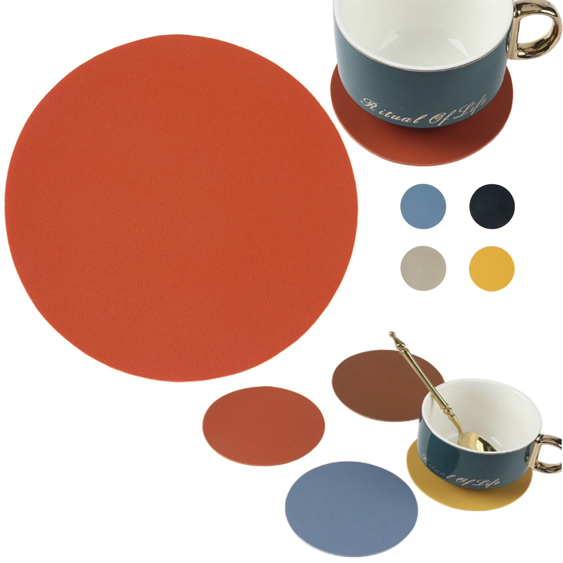 4'' Round Coaster Leather