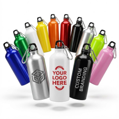 20 Oz Lightweight Aluminum Sports Bottle with Screw-On Lid and Carabiner