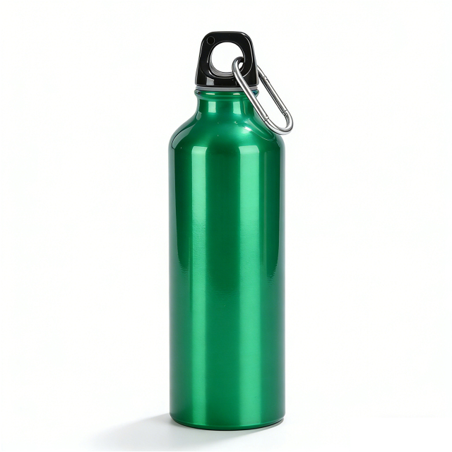20 Oz Lightweight Aluminum Sports Bottle with Screw-On Lid and Carabiner