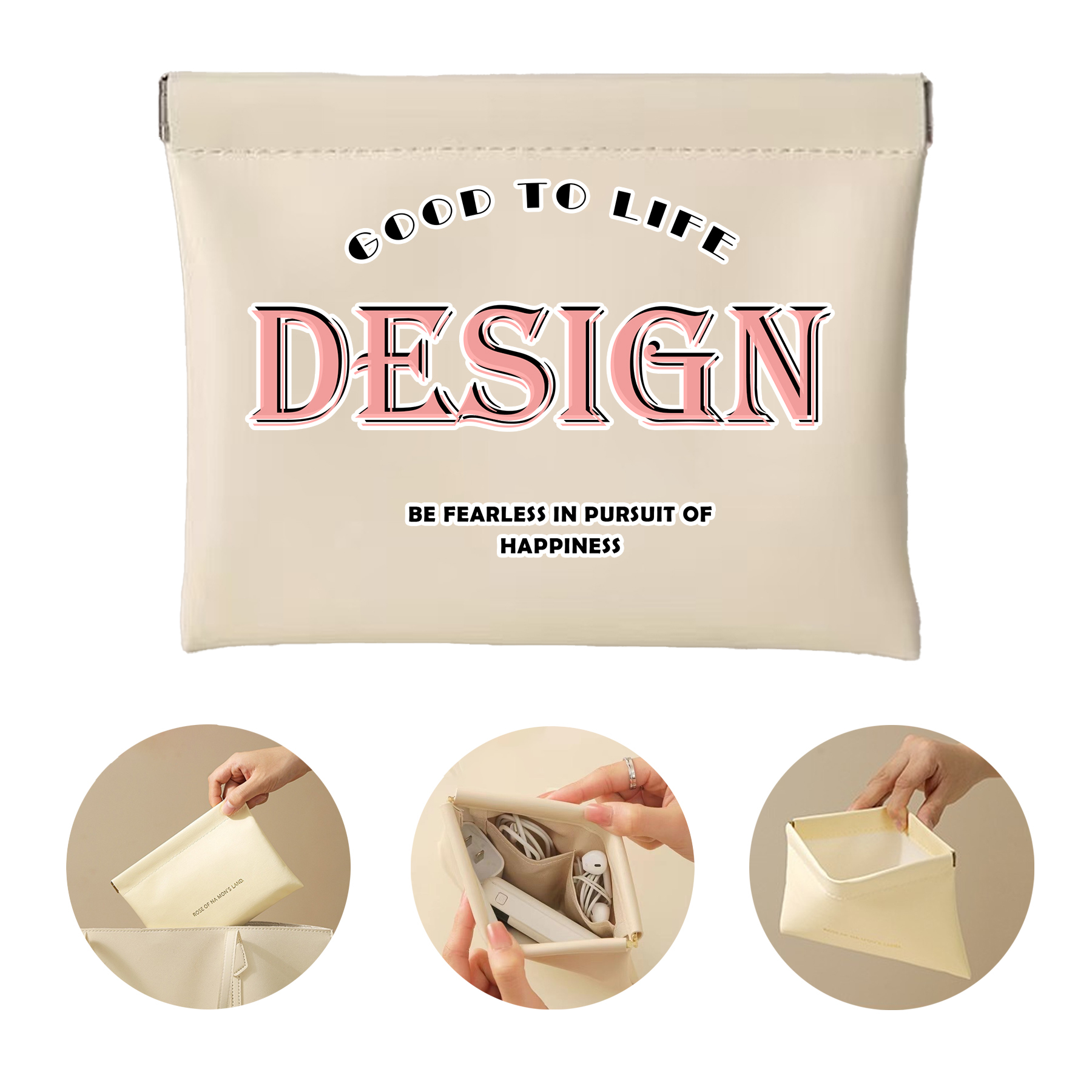Self-Closing Cosmetic Bag