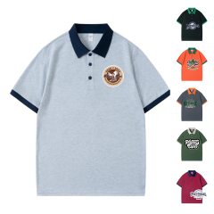 Raglan Sleeve Color Block Polo Shirt