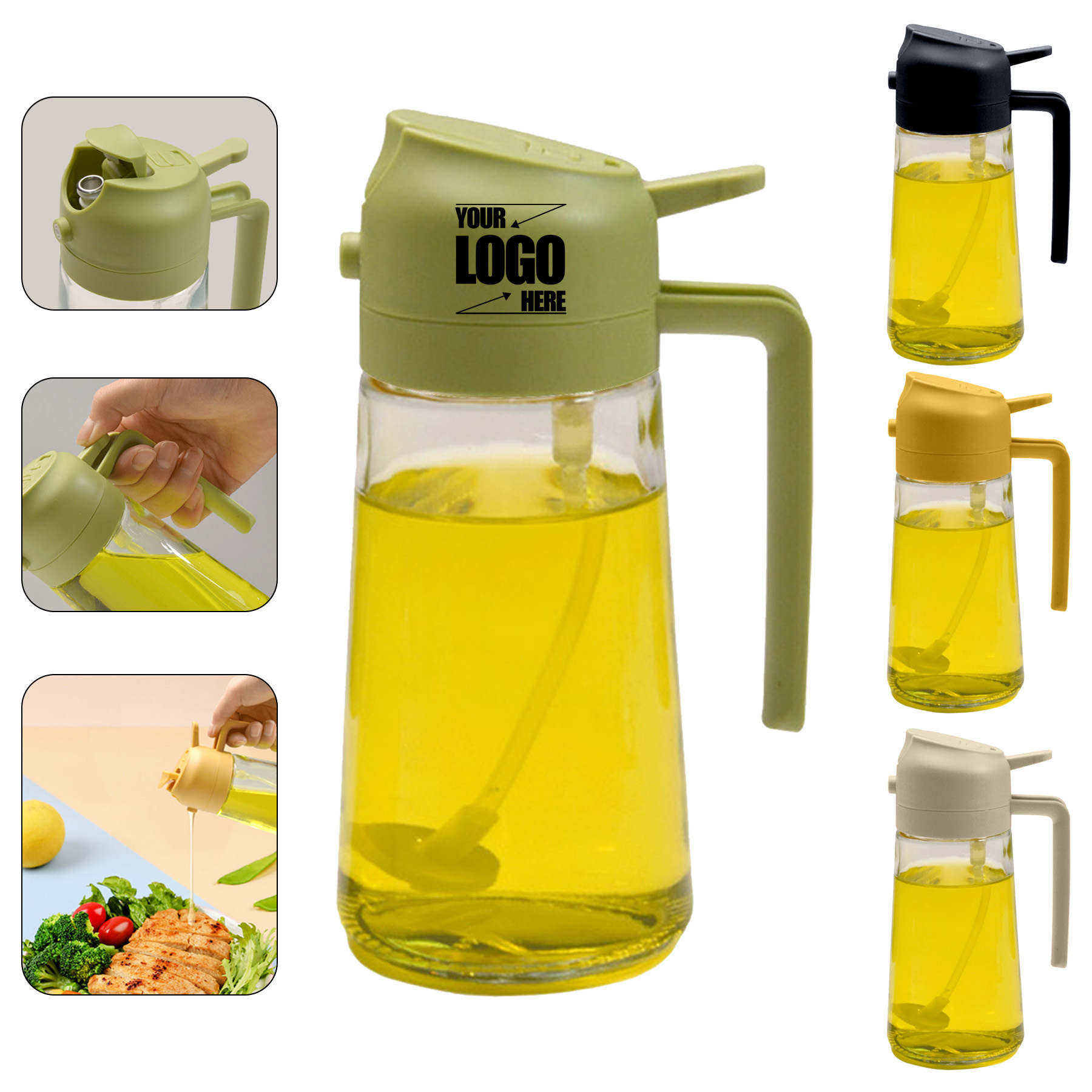 16-oz Glass Oil Sprayer and Oil Dispenser with Automatic Flip-Top Oil Bottle