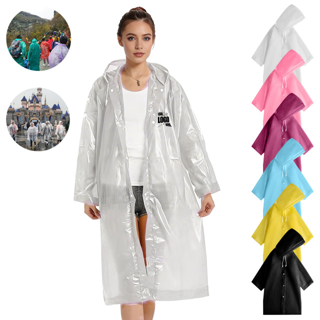 Reusable Thickened EVA Waterproof Hooded Rain Poncho