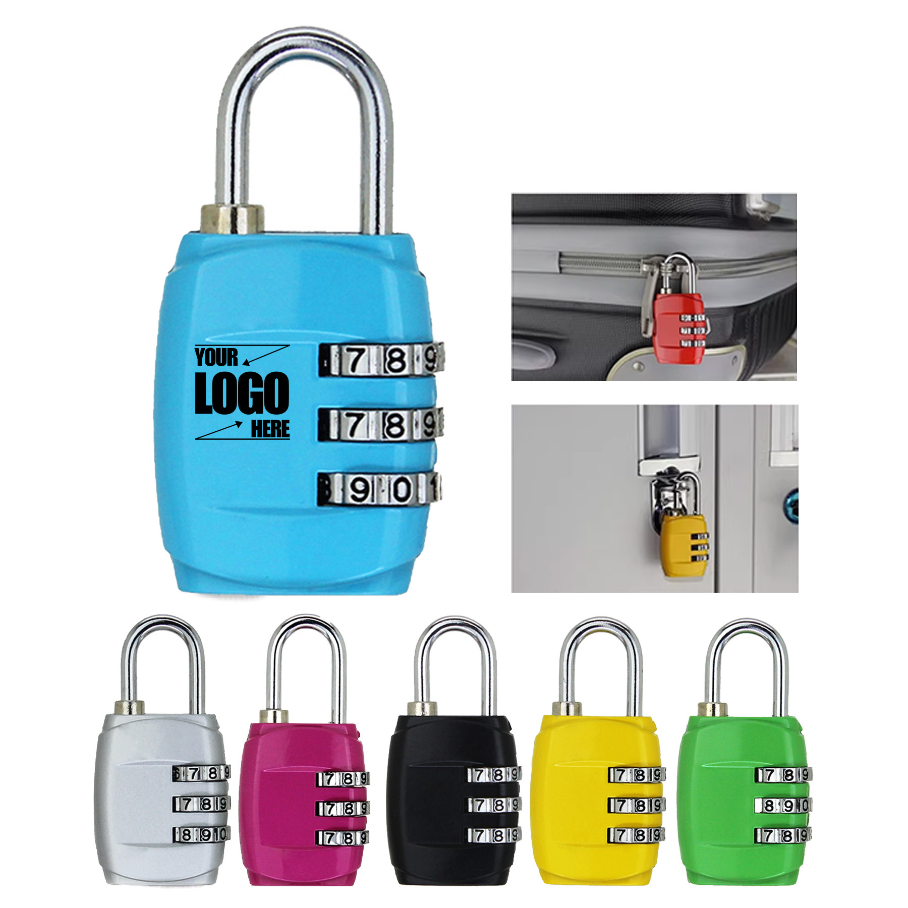 3-Digit Resettable Combination Padlock Zinc Alloy Security Lock