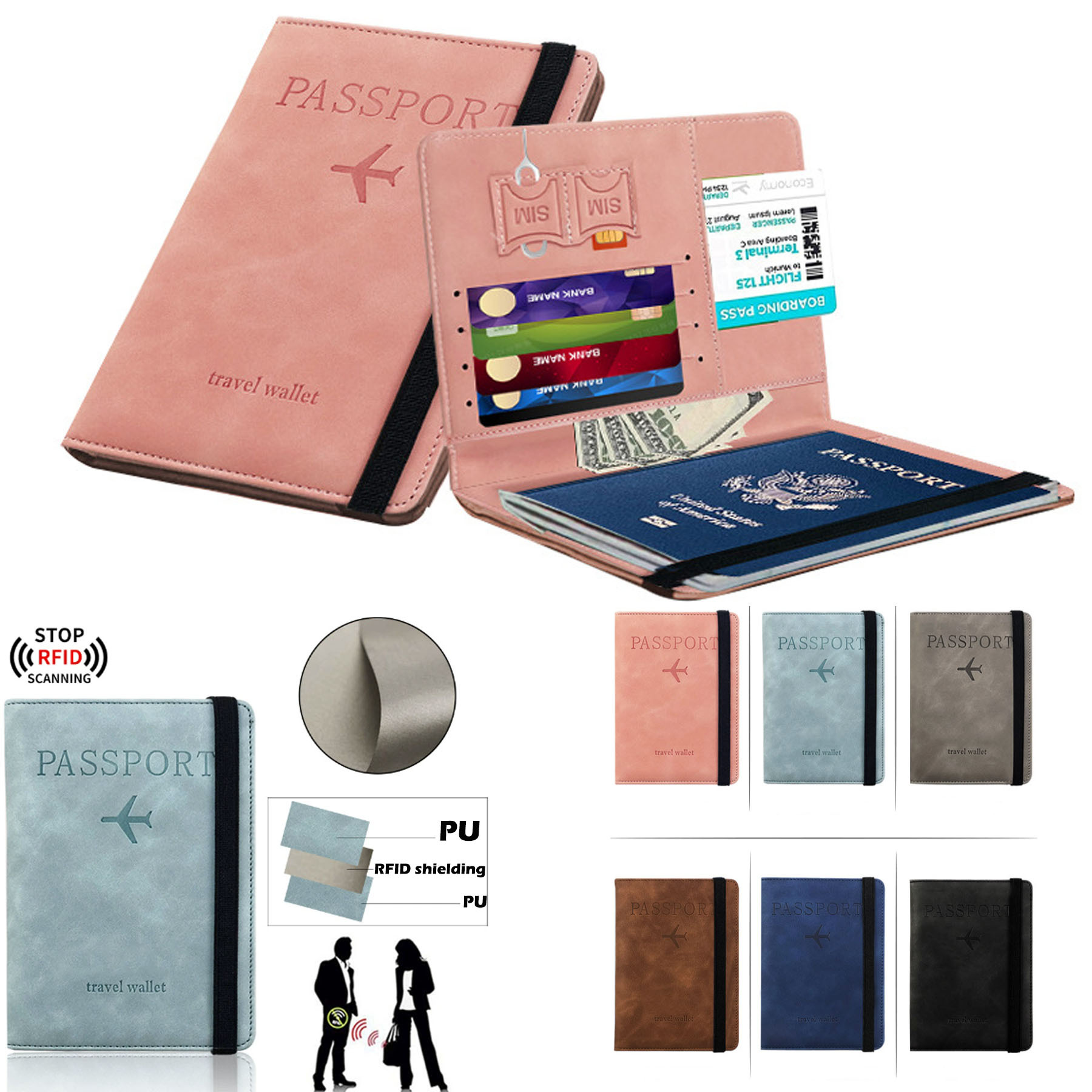 PU Leather Passport and Document Holder