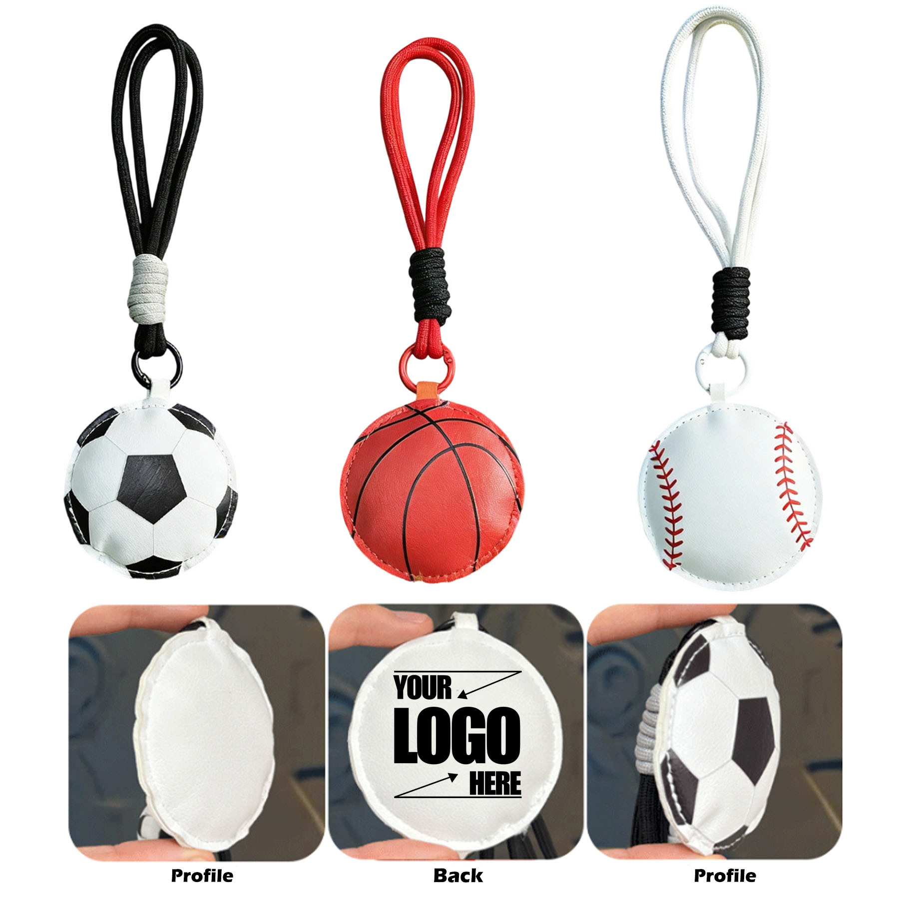 PU Leather Sports Ball Keychain