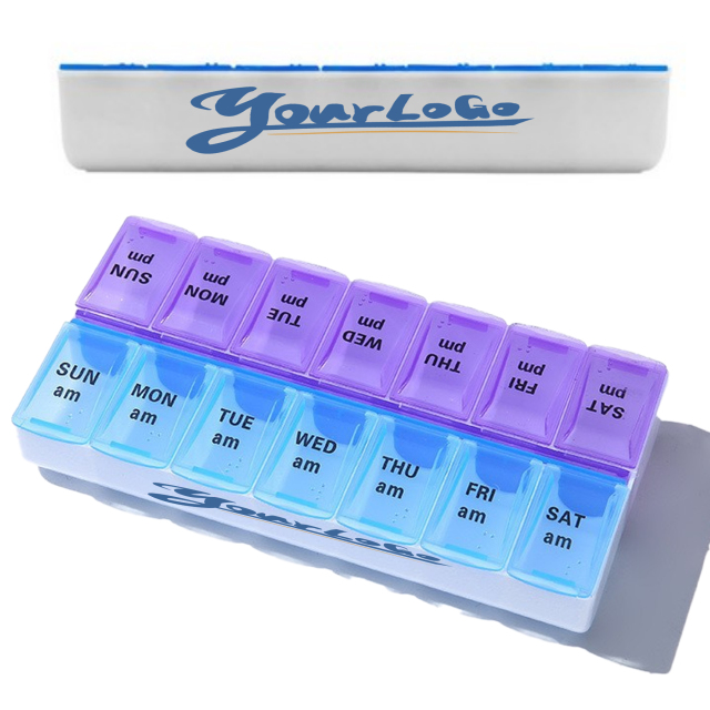 Fourteen Compartment Weekly Pill Organizer Case
