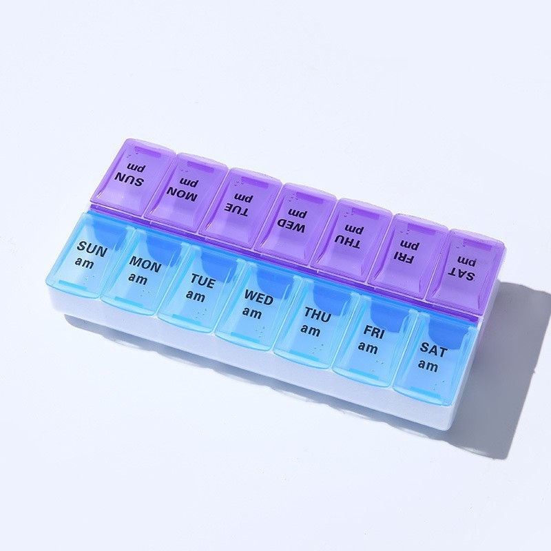 Fourteen Compartment Weekly Pill Organizer Case