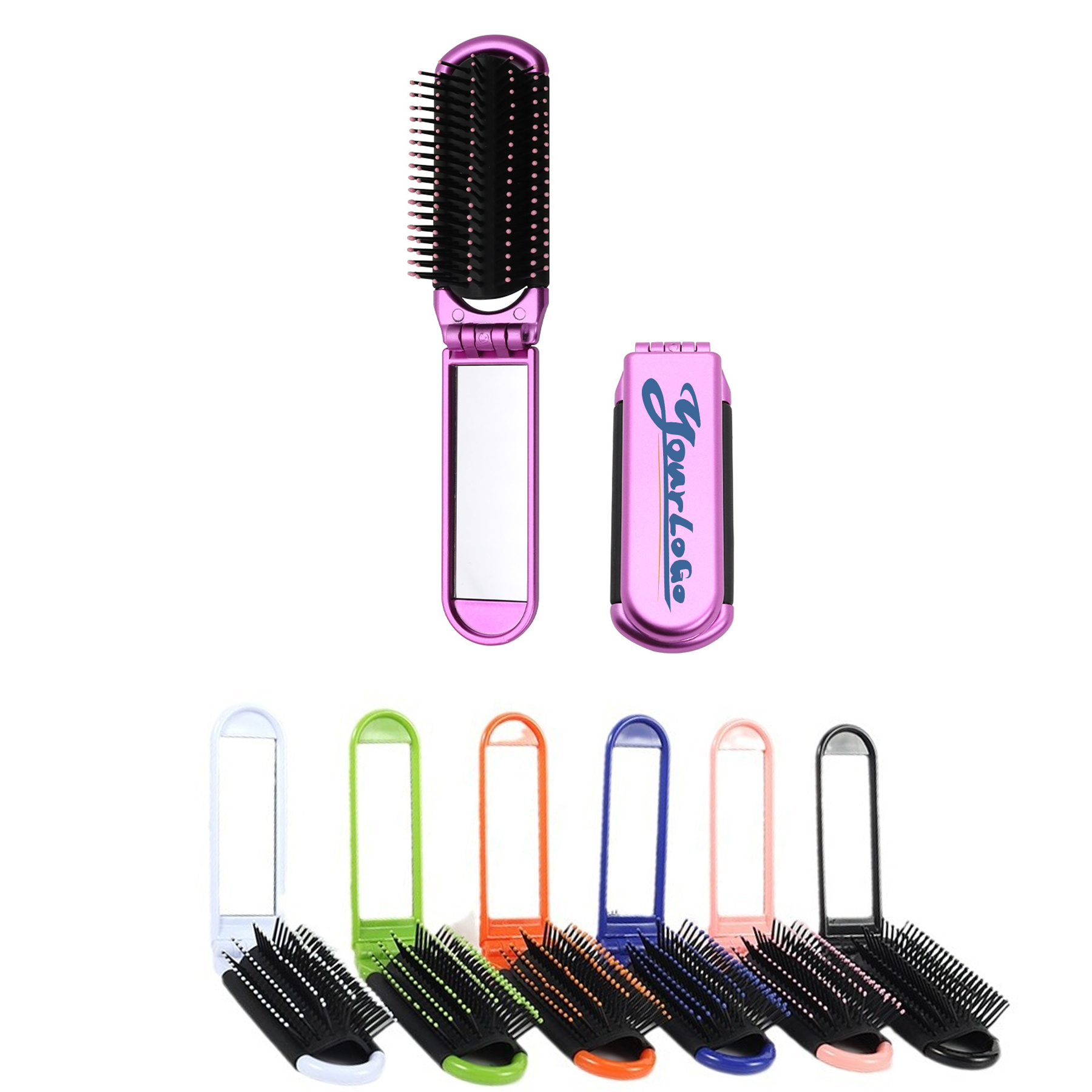 Folding Massage Comb With Compact Mirror
