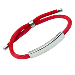 Stainless Steel Adjustable Braided Rope Bracelet With Laser Imprint
