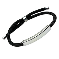 Stainless Steel Adjustable Braided Rope Bracelet With Laser Imprint